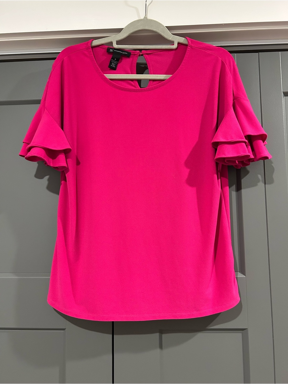 INC Pink Ruffle Sleeve Women's Top